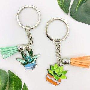 Succulent Tassel Key Chains Set of 2
